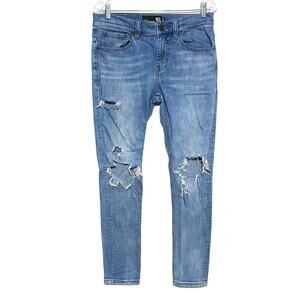 RSQ Seattle Skinny Tapered Jeans Men 29x32 Thrashed Distressed Ripped Grunge Y2K